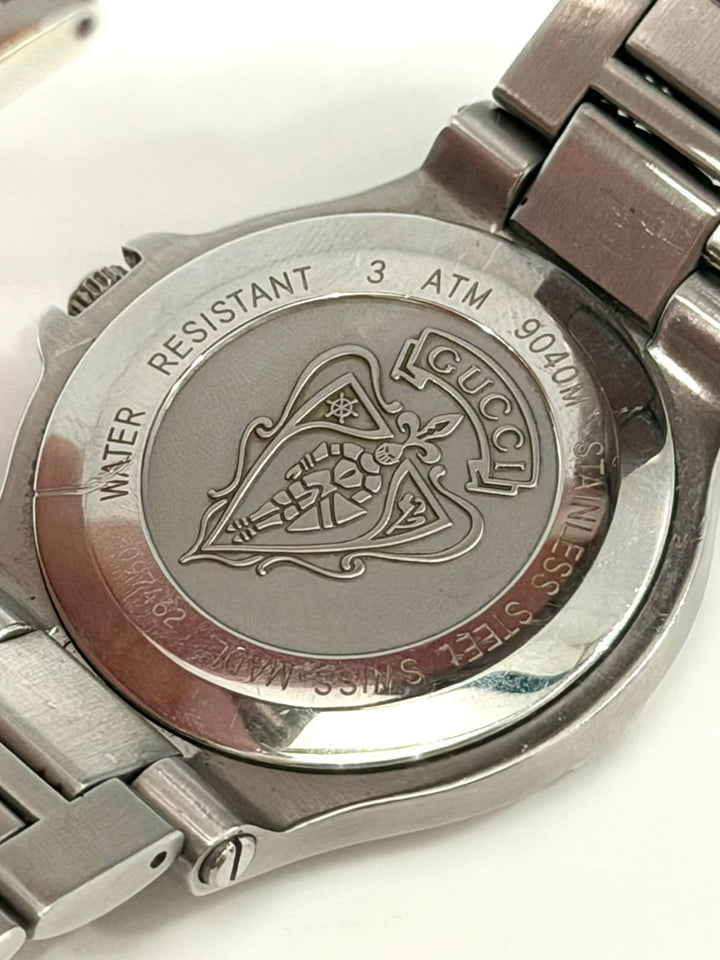 GUCCI 9040M BLACK DIAL STAINLESS STEEL QUARTZ WATCH