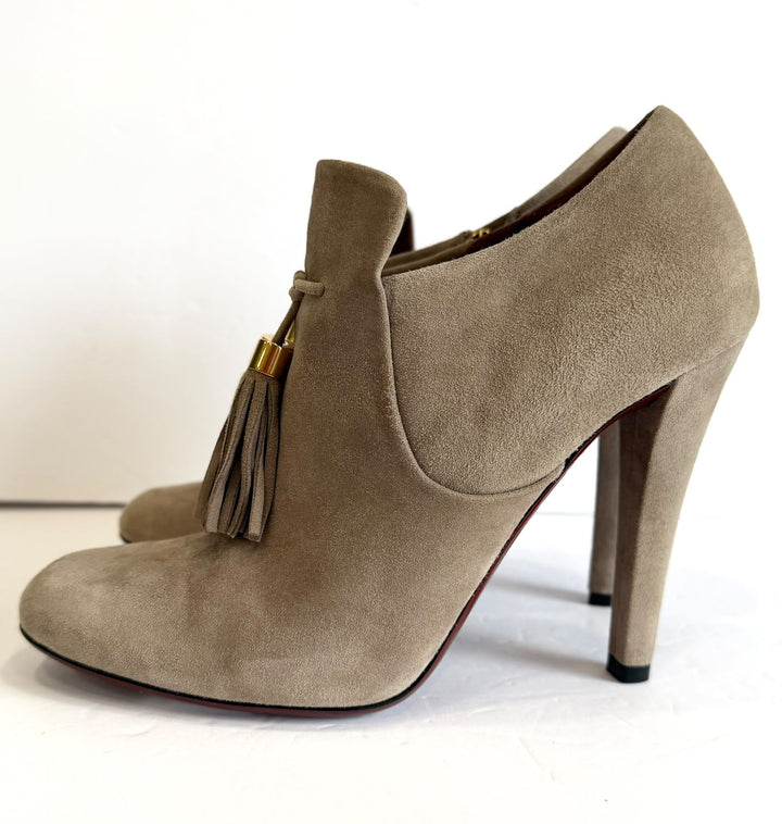 GUCCI MISCHA TASSEL SUEDE ANKLE BOOTS