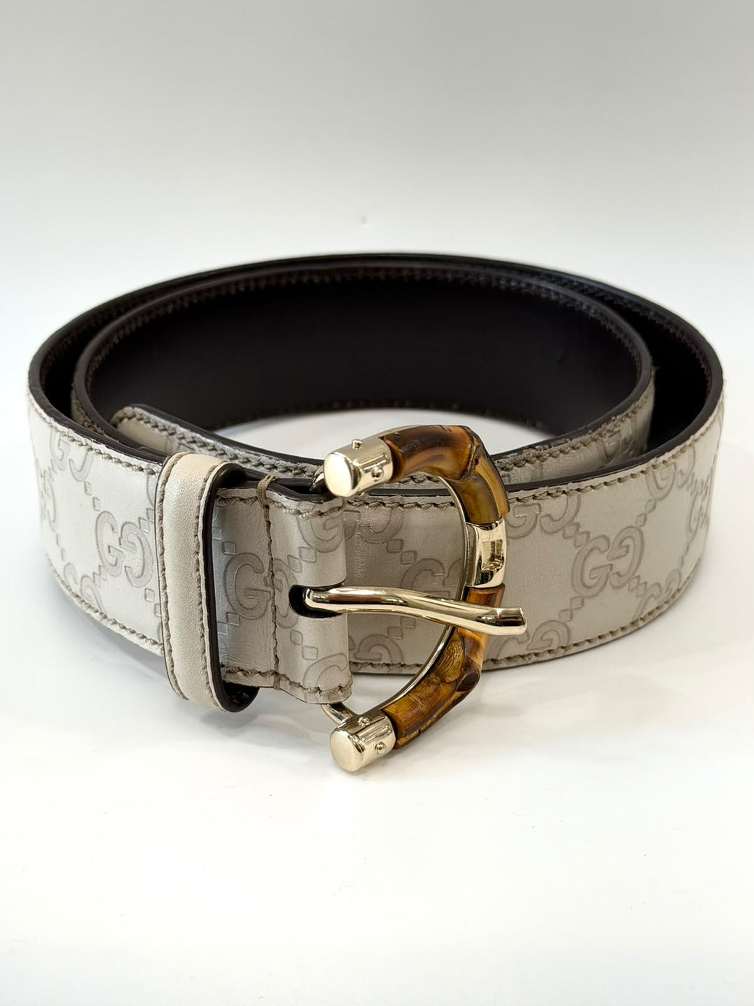 GUCCI BAMBOO ACCENT LEATHER BELT