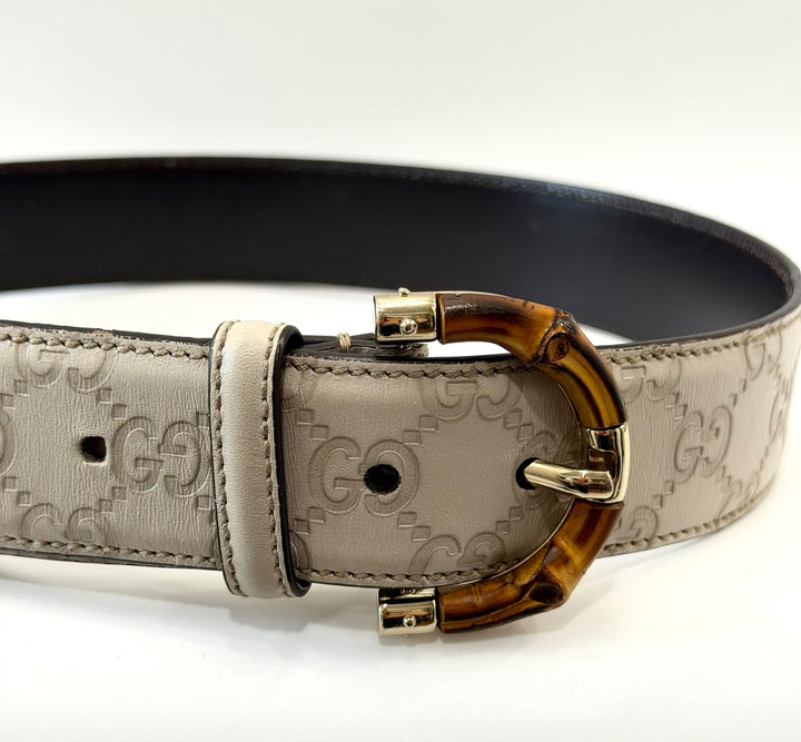 GUCCI BAMBOO ACCENT LEATHER BELT