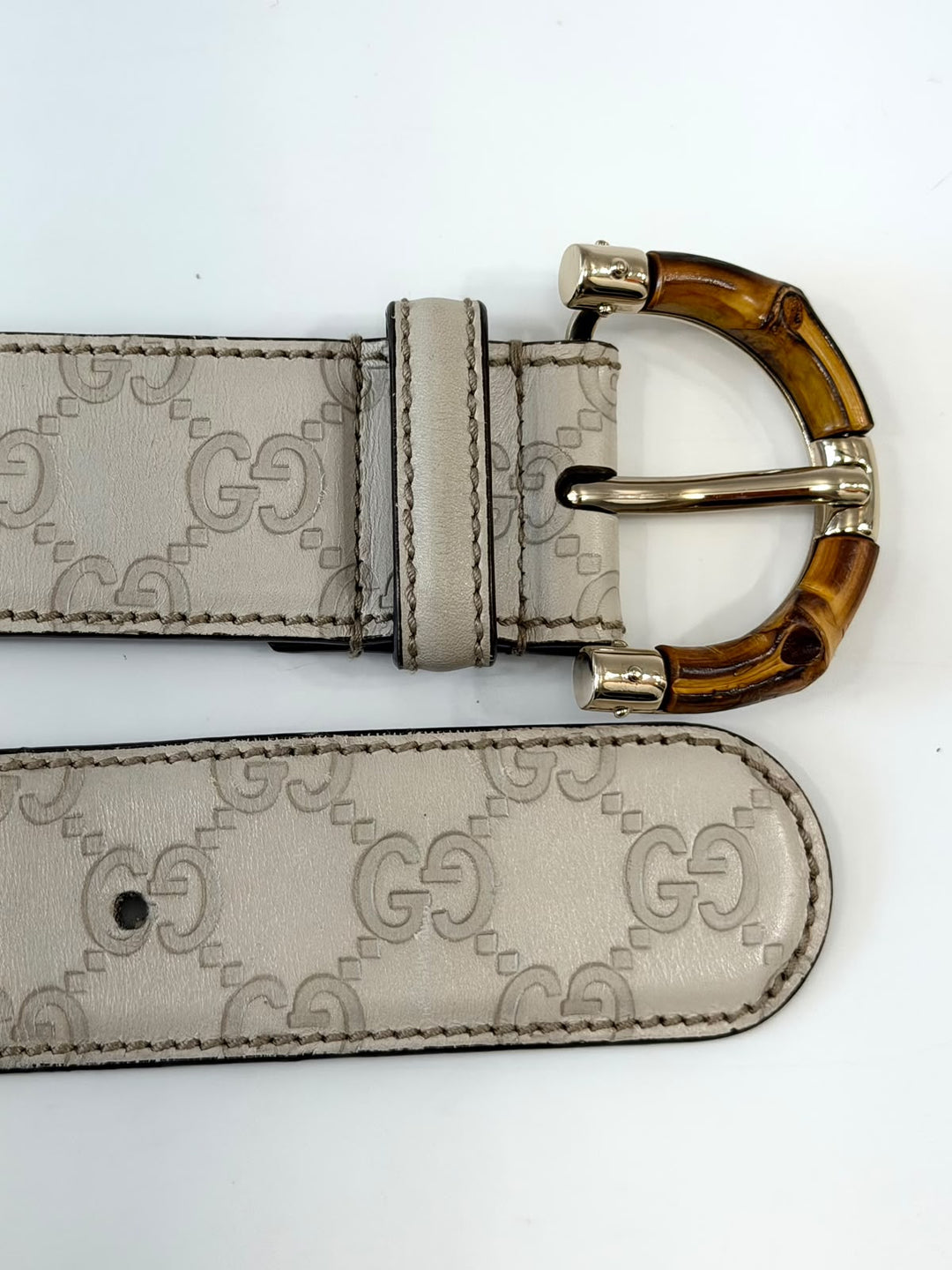 GUCCI BAMBOO ACCENT LEATHER BELT