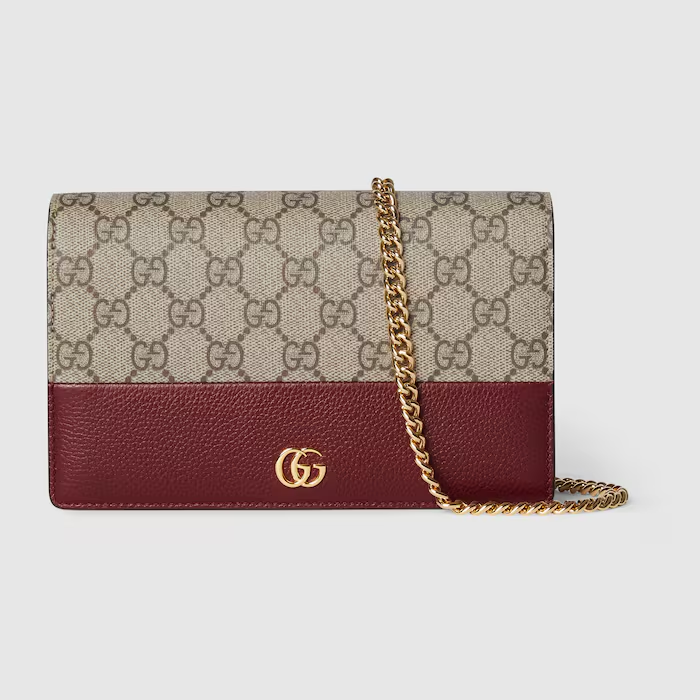 GUCCI BI-COLOR GG MARMONT WALLET ON CHAIN