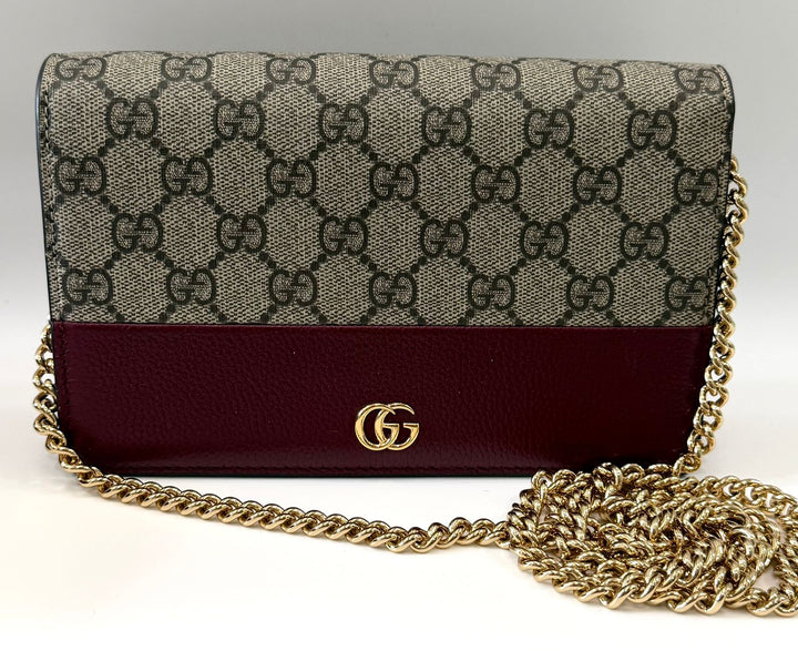 GUCCI BI-COLOR GG MARMONT WALLET ON CHAIN
