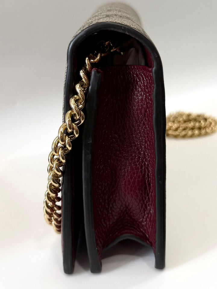 GUCCI BI-COLOR GG MARMONT WALLET ON CHAIN