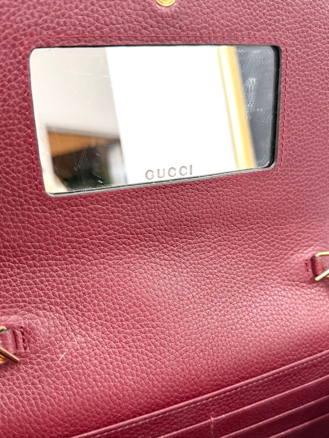 GUCCI BI-COLOR GG MARMONT WALLET ON CHAIN