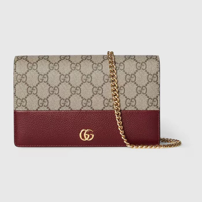 GUCCI GG MARMONT BI-COLOR WALLET ON CHAIN