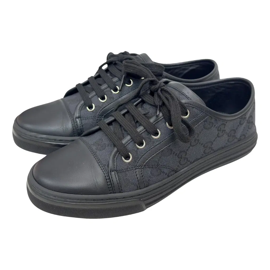 GUCCI GG MONOGRAM CANVAS &amp; CALFSKIN LEATHER LOW-TOP SNEAKERS