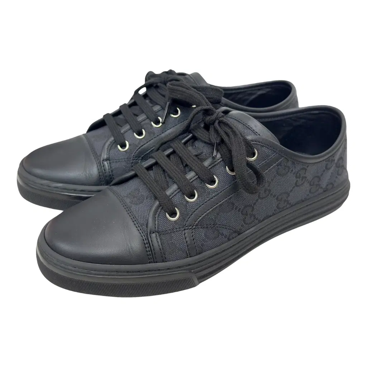 GUCCI GG MONOGRAM CANVAS &amp; CALFSKIN LEATHER LOW-TOP SNEAKERS