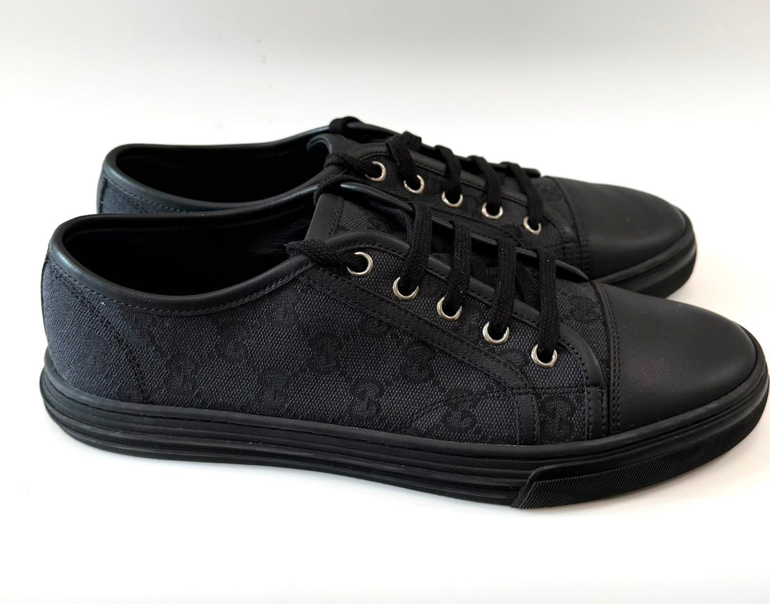 GUCCI GG MONOGRAM CANVAS &amp; CALFSKIN LEATHER LOW-TOP SNEAKERS