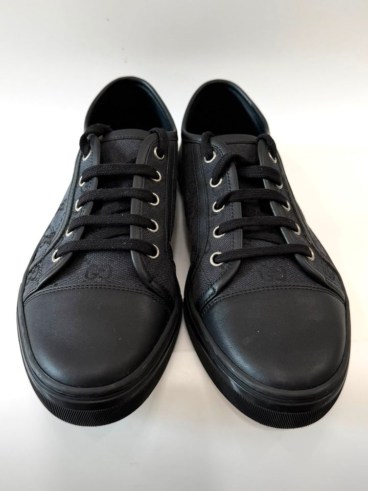 GUCCI GG MONOGRAM CANVAS &amp; CALFSKIN LEATHER LOW-TOP SNEAKERS