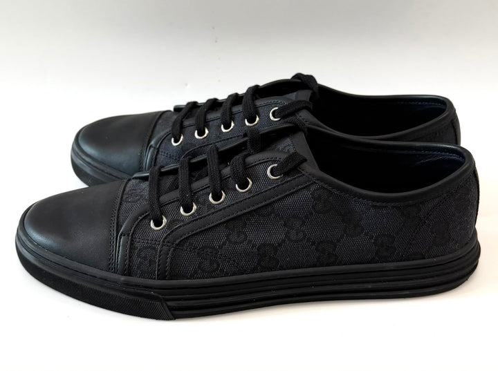 GUCCI GG MONOGRAM CANVAS &amp; CALFSKIN LEATHER LOW-TOP SNEAKERS