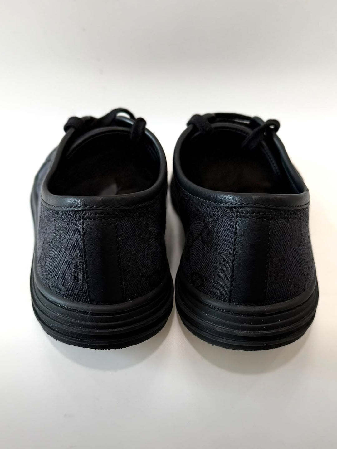 GUCCI GG MONOGRAM CANVAS &amp; CALFSKIN LEATHER LOW-TOP SNEAKERS