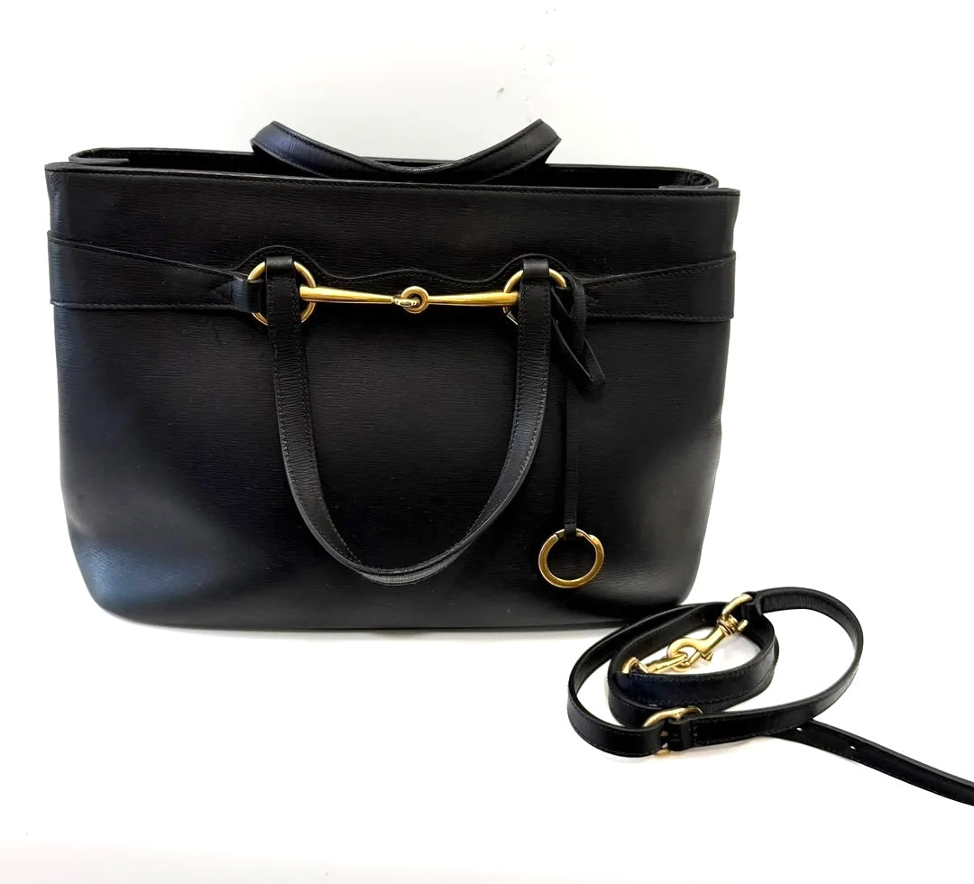 GUCCI HORSEBIT BRIGHT BIT CALFSKIN LEATHER TOTE BAG