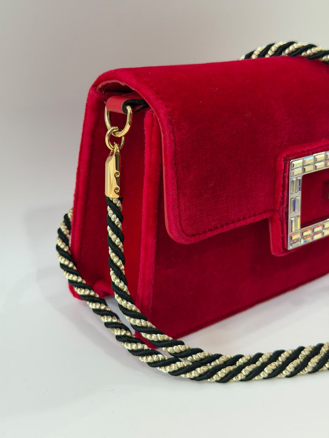 GUCCI BROADWAY VELVET CRYSTAL G SHOULDER BAG