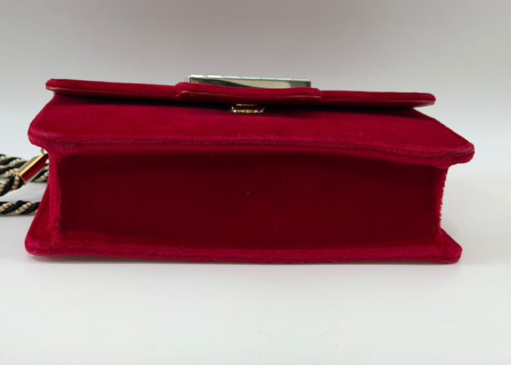 GUCCI BROADWAY VELVET CRYSTAL G SHOULDER BAG