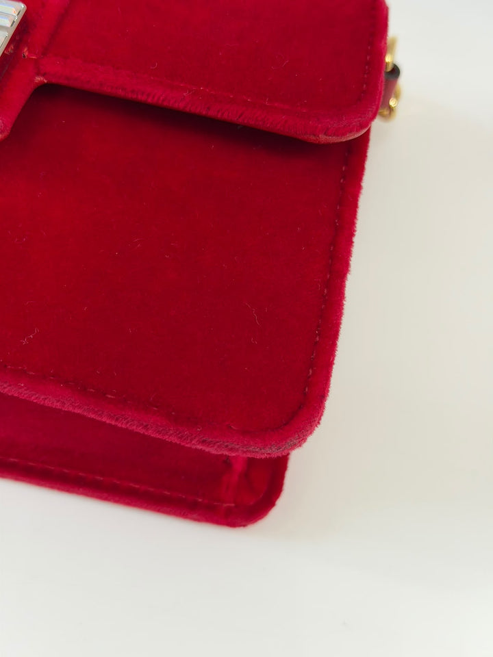 GUCCI BROADWAY VELVET CRYSTAL G SHOULDER BAG