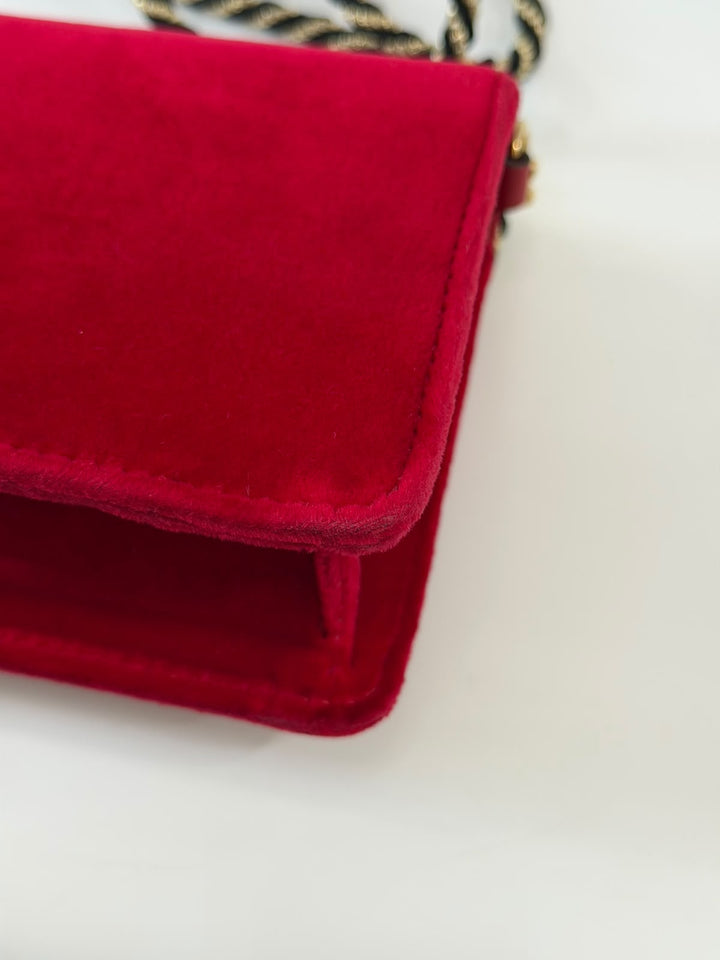 GUCCI BROADWAY VELVET CRYSTAL G SHOULDER BAG
