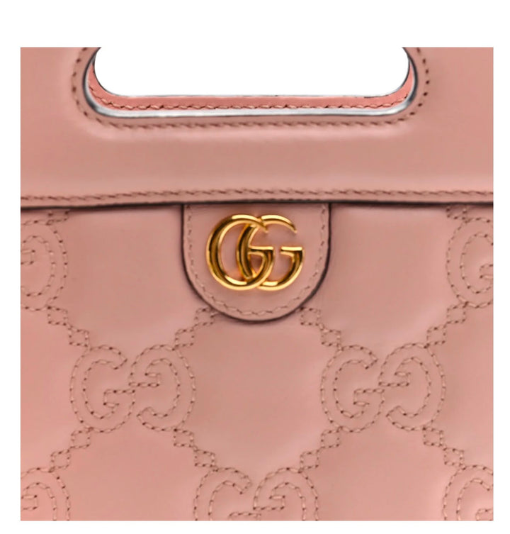 GUCCI GG MATELASSÉ MINI TOP HANDLE CALFSKIN LEATHER CROSSBODY BAG