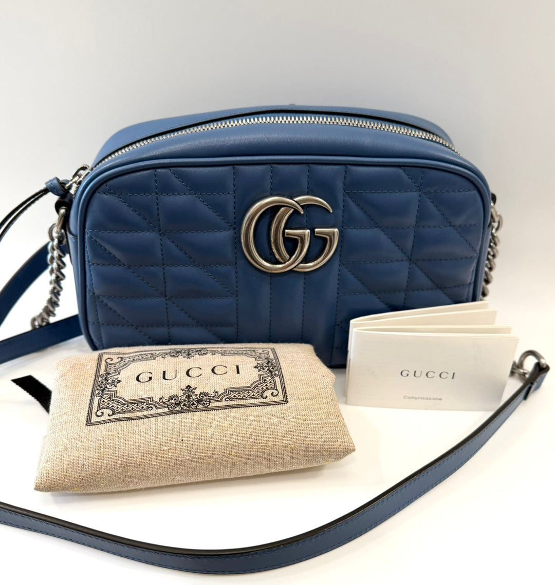 GUCCI GG MARMONT MATELASSÉ ARIA SMALL CALFSKIN LEATHER BAG