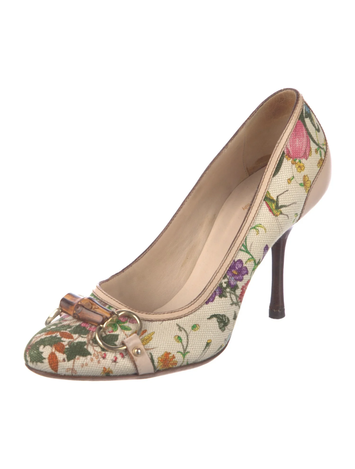 GUCCI FLORA BAMBOO RUNWAY PUMPS