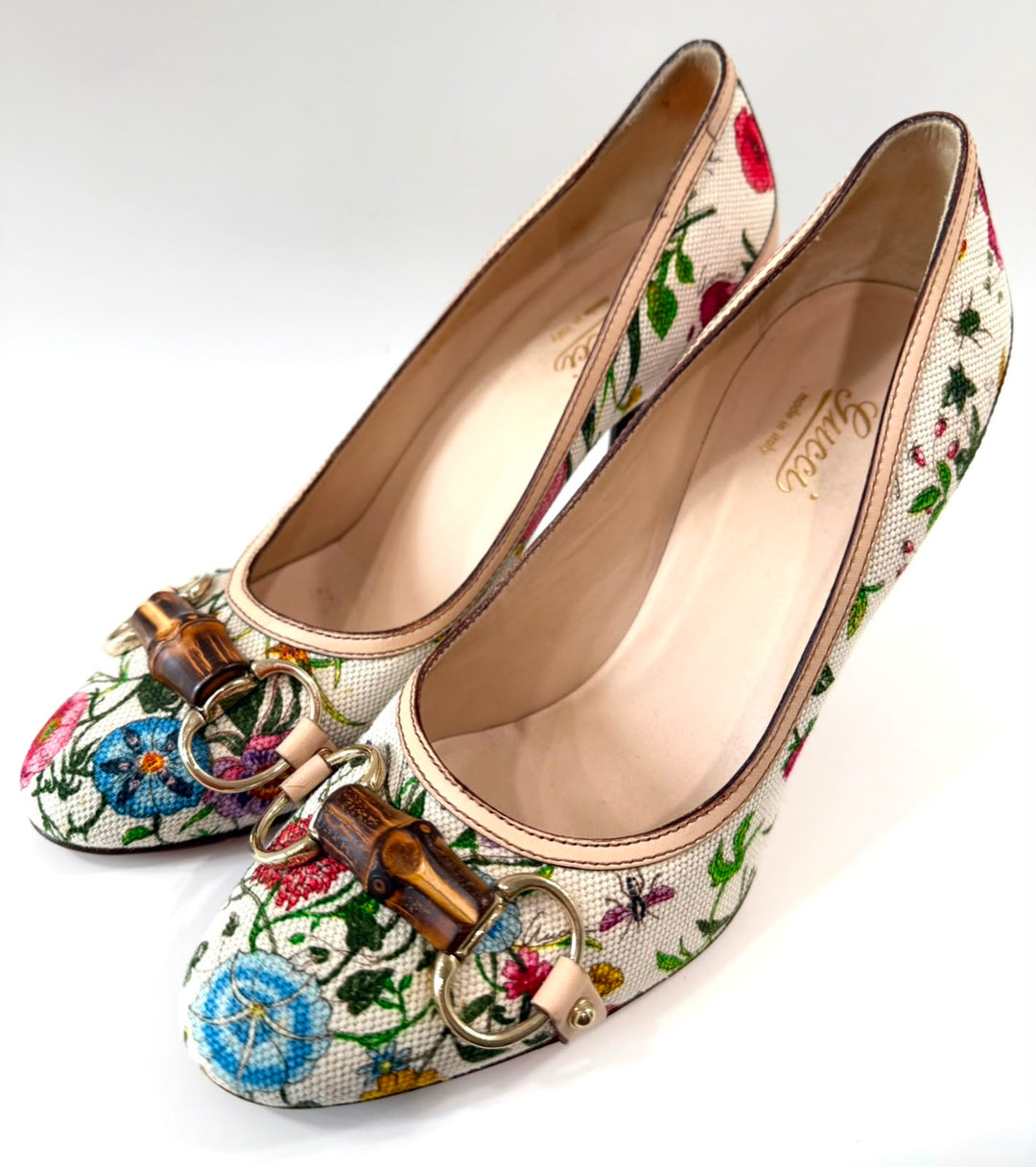 GUCCI FLORA BAMBOO RUNWAY PUMPS