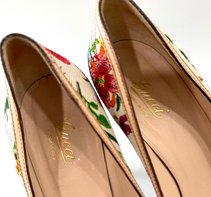 GUCCI FLORA BAMBOO RUNWAY PUMPS
