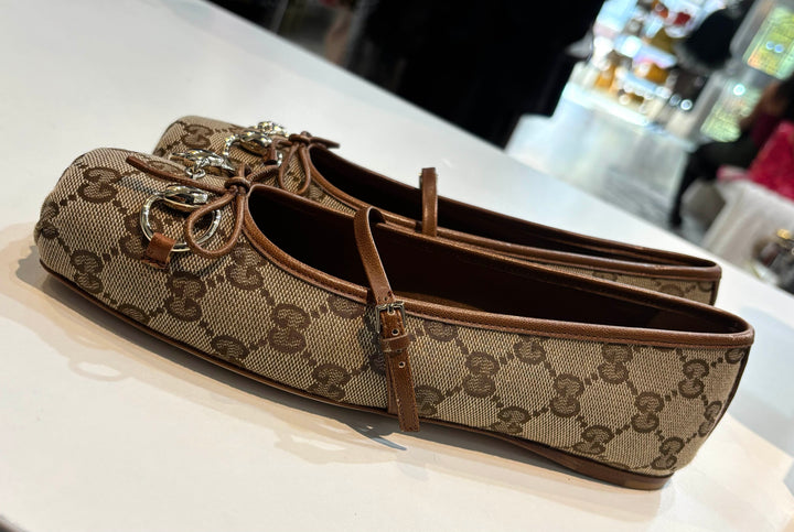GUCCI GG MONOGRAM HORSEBIT BALLET FLATS