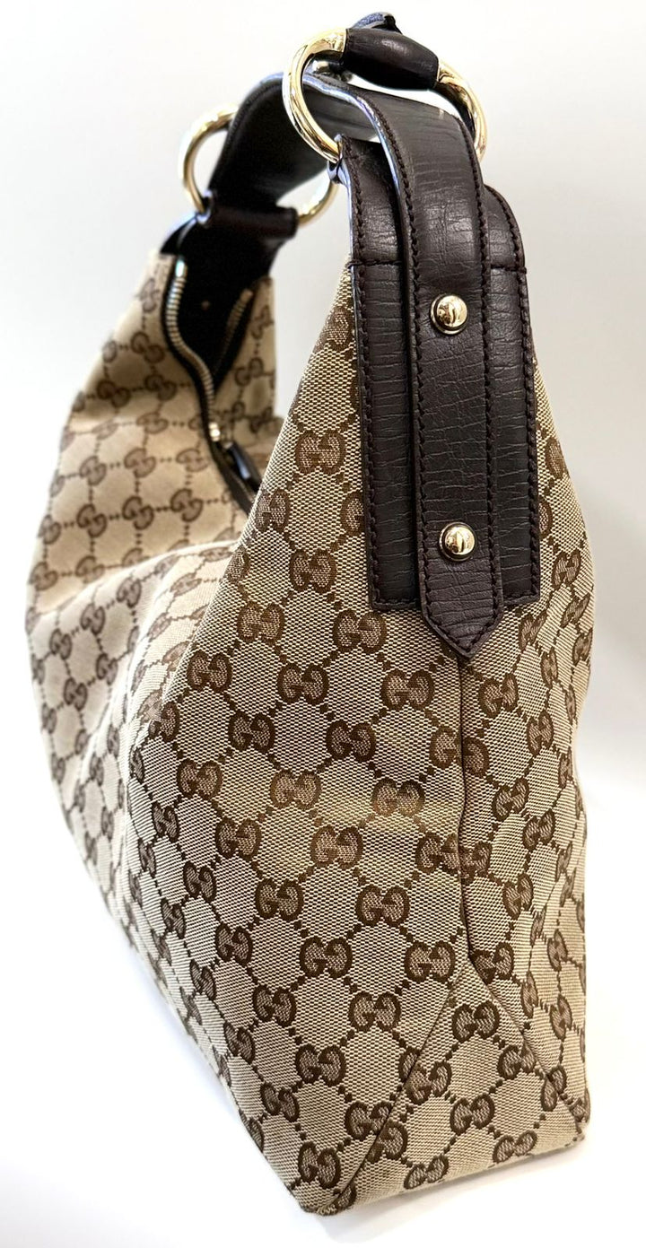 GUCCI GG MONOGRAM CANVAS MEDIUM HORSEBIT HOBO BAG