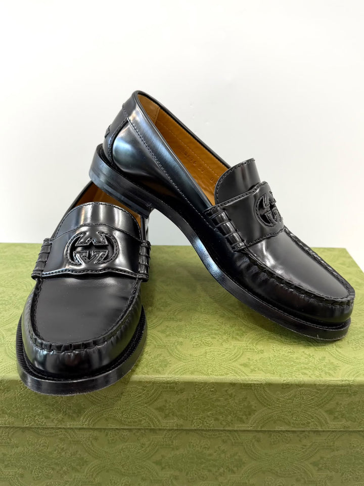 GUCCI GG CUTOUT MILLENNIAL REBOT LEATHER LOAFERS