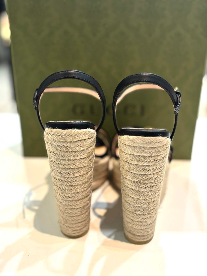 GUCCI GG AITANA WEDGE HEEL ESPADRILLE SANDALS