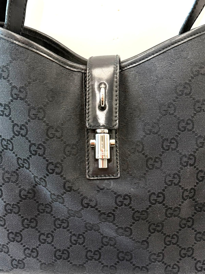 GUCCI GG MONOGRAM JACKIE PISTON-LOCK HOBO BAG