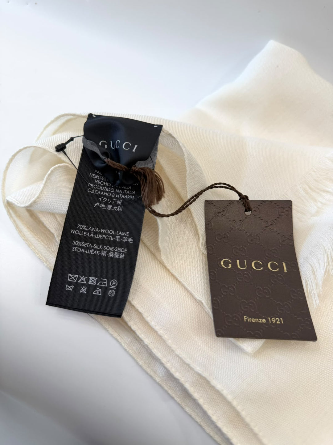 GUCCI GG JACQUARD WOOL AND SILK SCARF