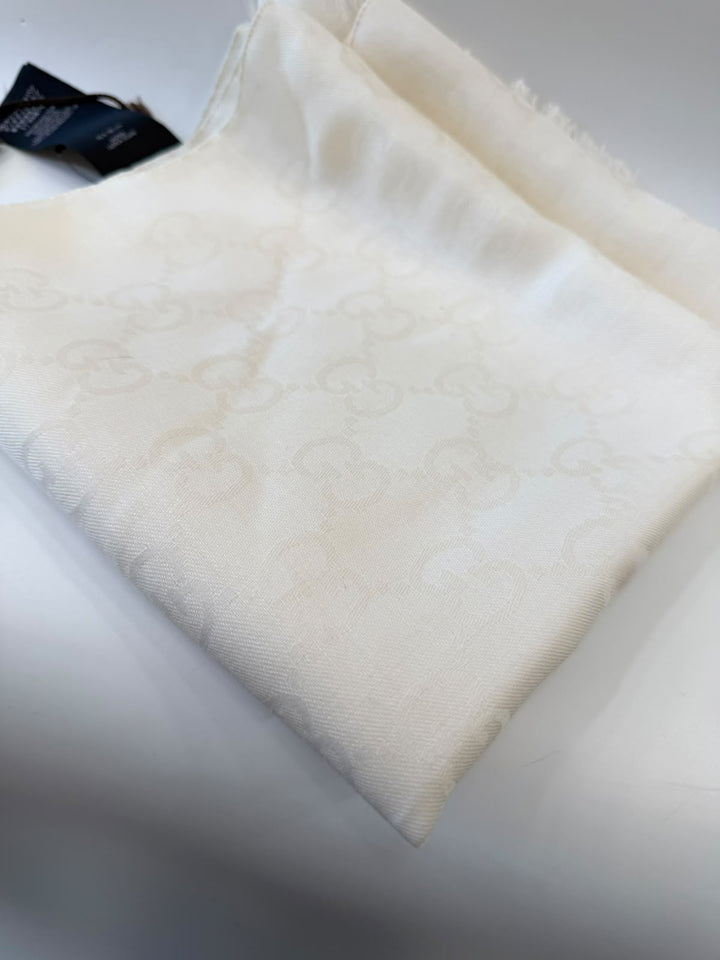 GUCCI GG JACQUARD WOOL AND SILK SCARF