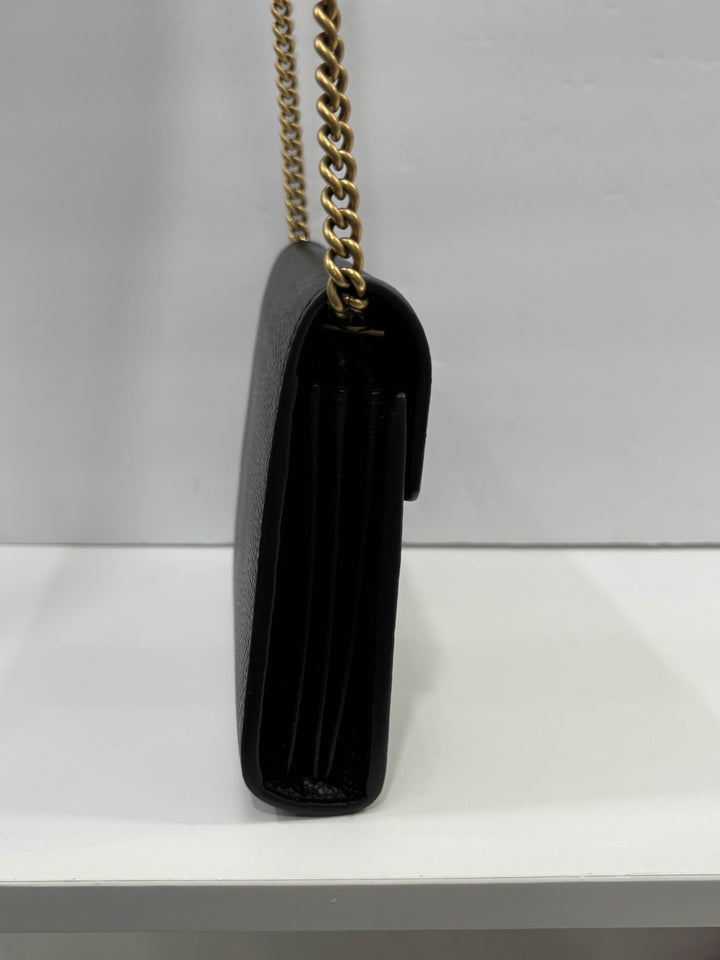 GUCCI GG MARMONT CALFSKIN LEATHER WALLET ON CHAIN