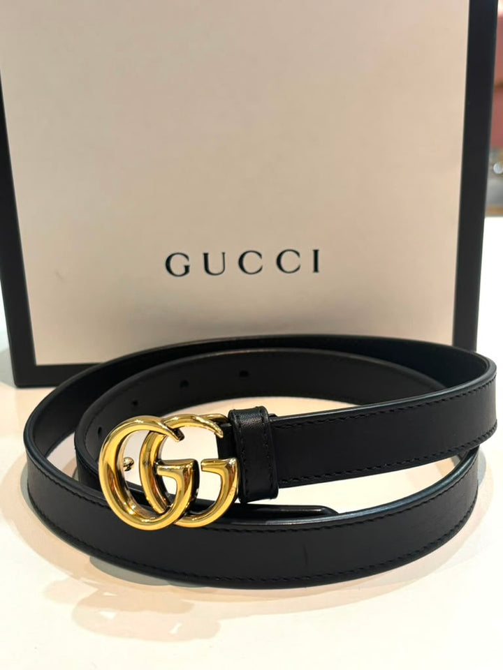 GUCCI GG MARMONT CALFSKIN LEATHER SLIM BELT