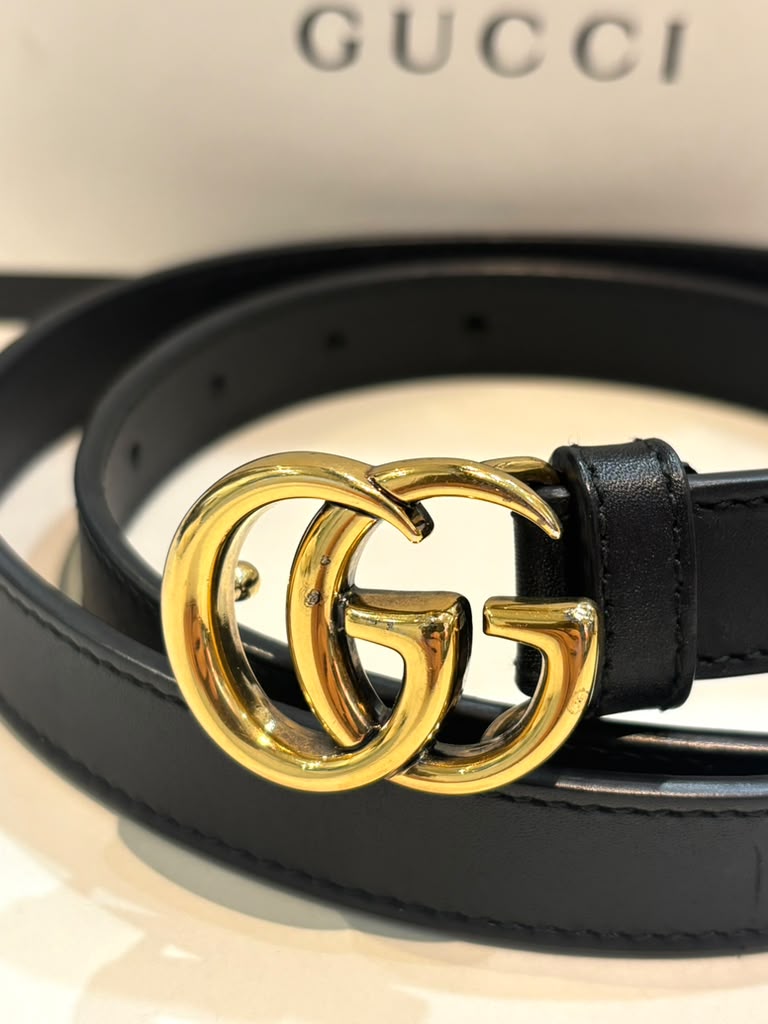 GUCCI GG MARMONT CALFSKIN LEATHER SLIM BELT