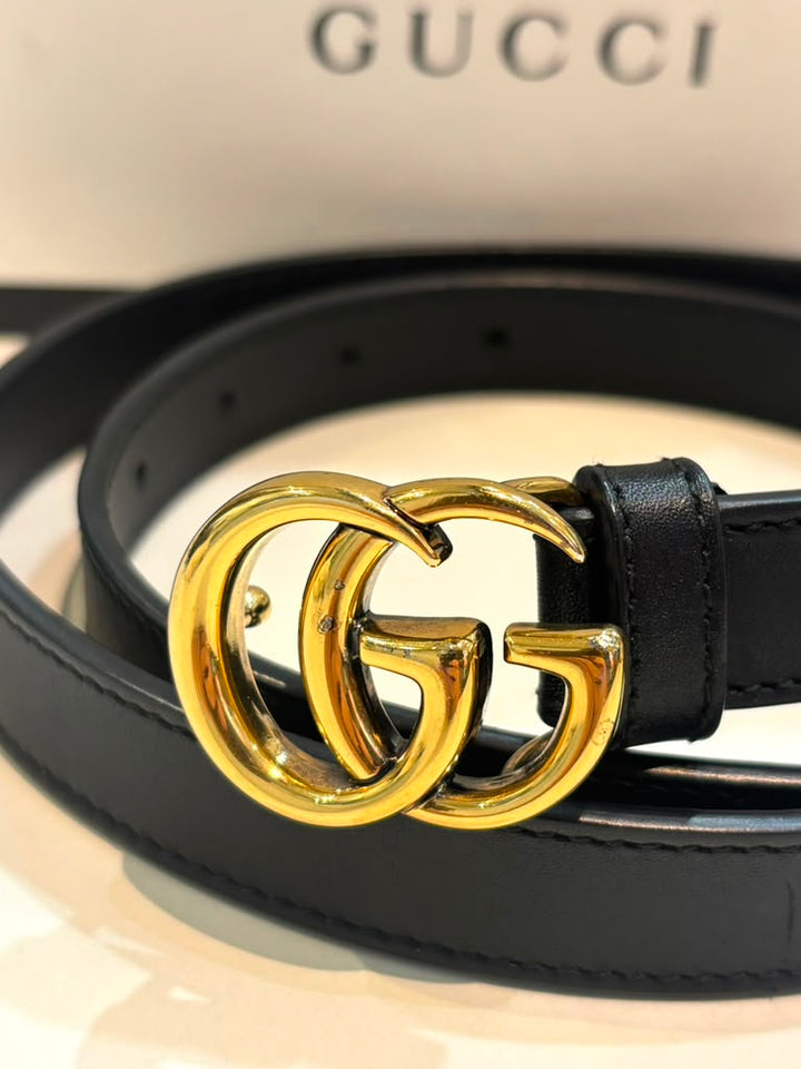 GUCCI GG MARMONT CALFSKIN LEATHER SLIM BELT