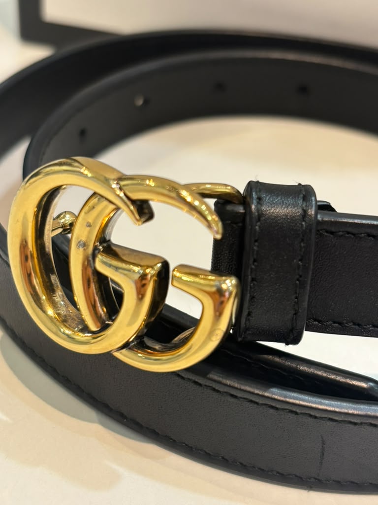 GUCCI GG MARMONT CALFSKIN LEATHER SLIM BELT