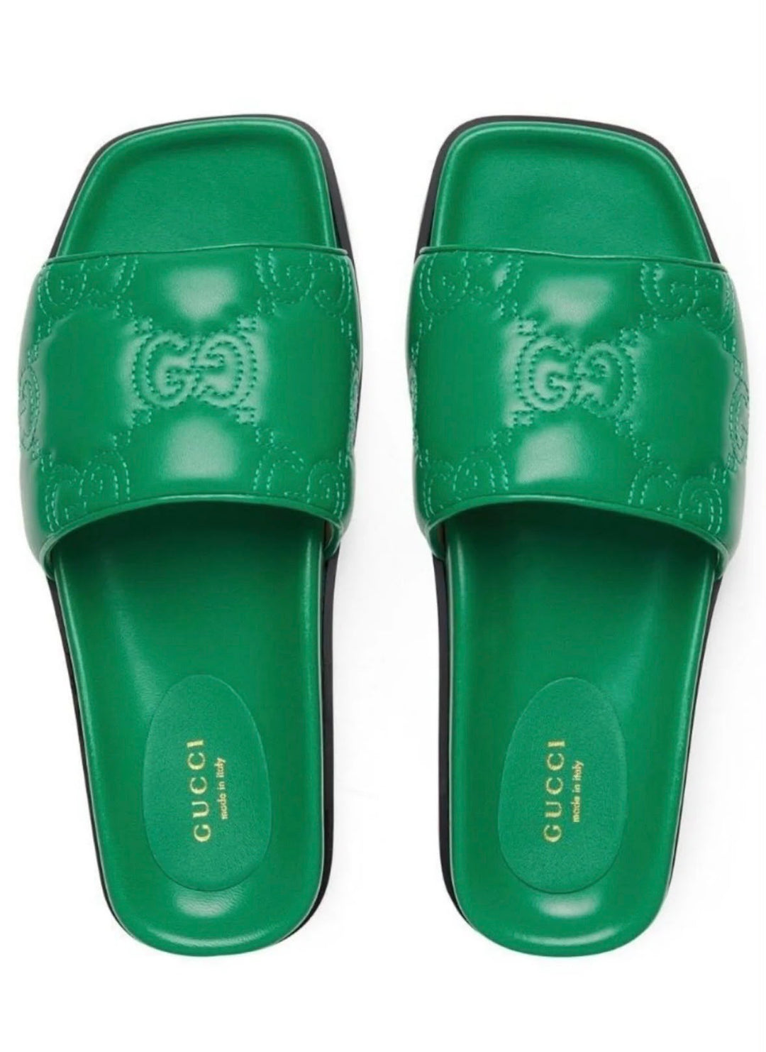 GUCCI GG MATELASSÉ LEATHER SLIDE MULES