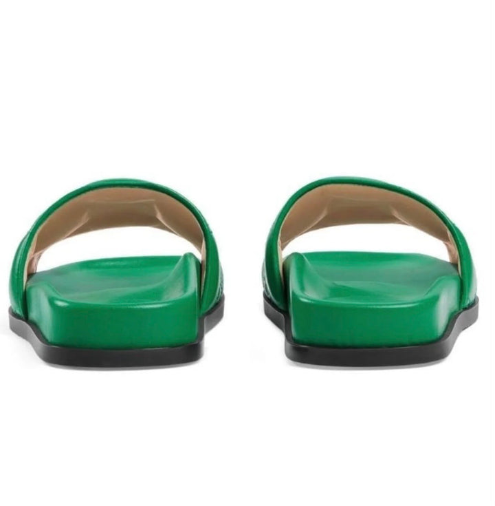 GUCCI GG MATELASSÉ LEATHER SLIDE MULES