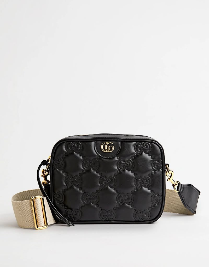 GUCCI GG MATELASSÉ CALFSKIN LEATHER SMALL CAMERA CROSSBODY BAG