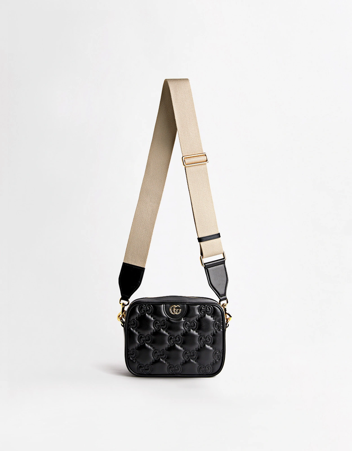 GUCCI GG MATELASSÉ CALFSKIN LEATHER SMALL CAMERA CROSSBODY BAG