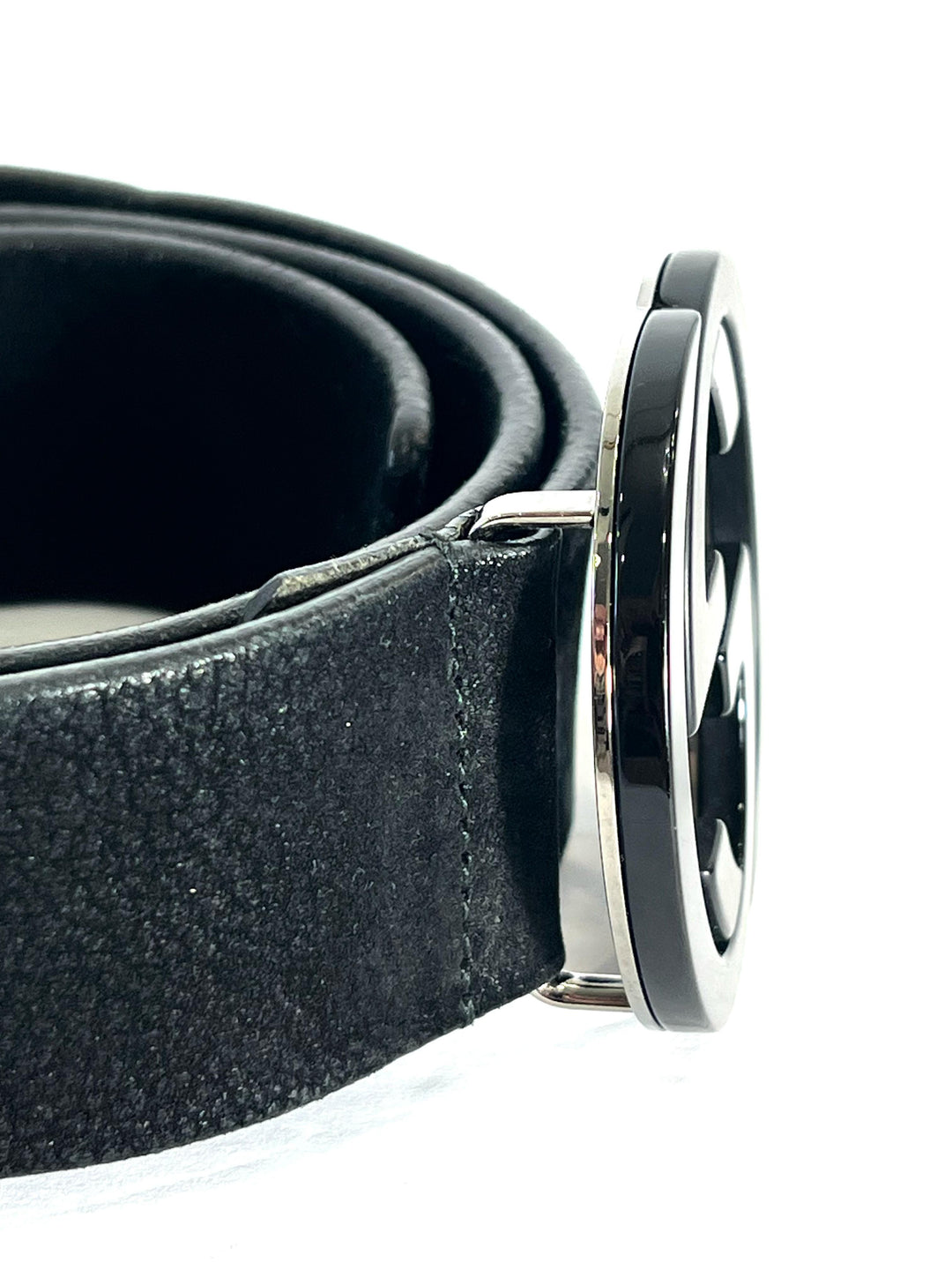 GUCCI INTERLOCKING GG CALFSKIN LEATHER BELT