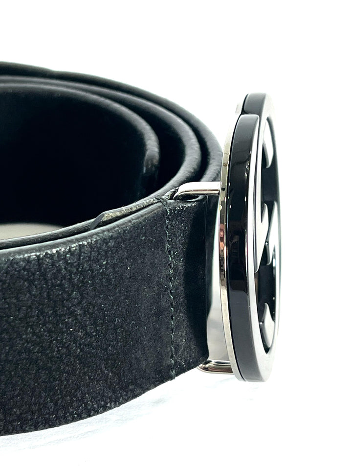 GUCCI INTERLOCKING GG CALFSKIN LEATHER BELT