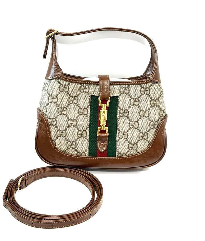 GUCCI GG SUPREME MONOGRAM WEB MINI JACKIE 1961 HOBO BAG
