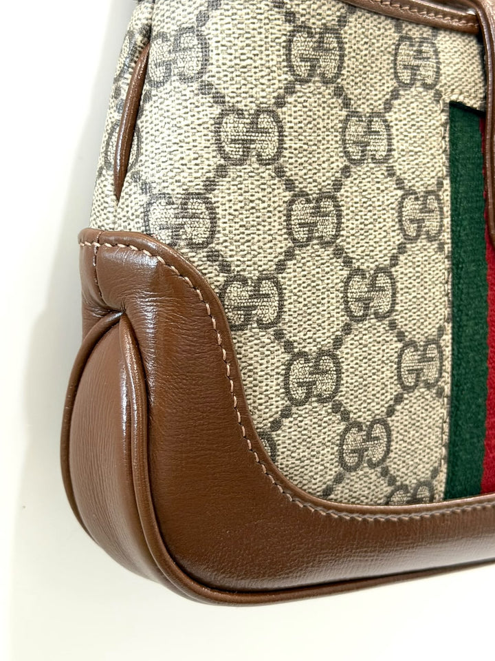 GUCCI GG SUPREME MONOGRAM WEB MINI JACKIE 1961 HOBO BAG