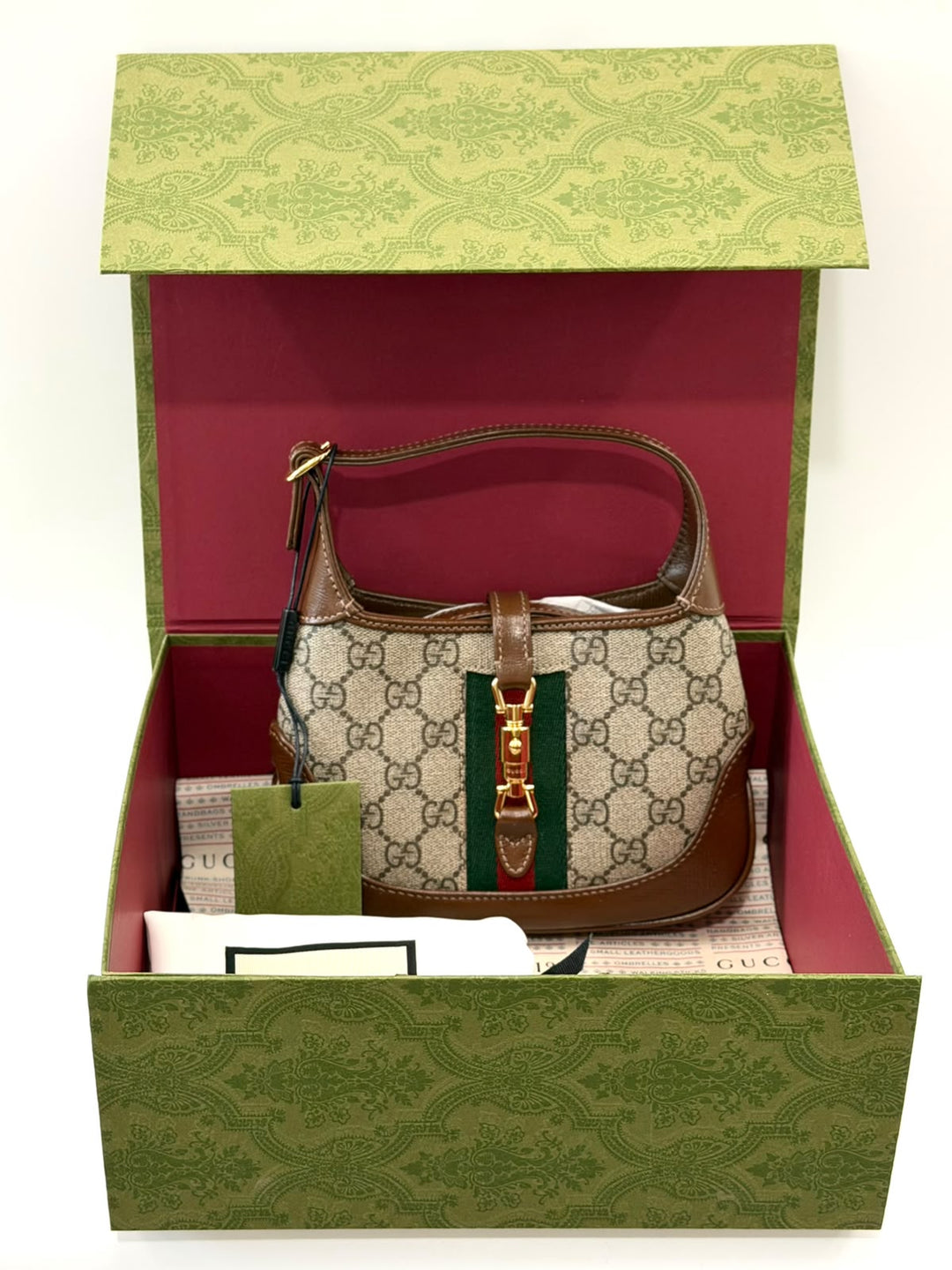 GUCCI GG SUPREME MONOGRAM WEB MINI JACKIE 1961 HOBO BAG