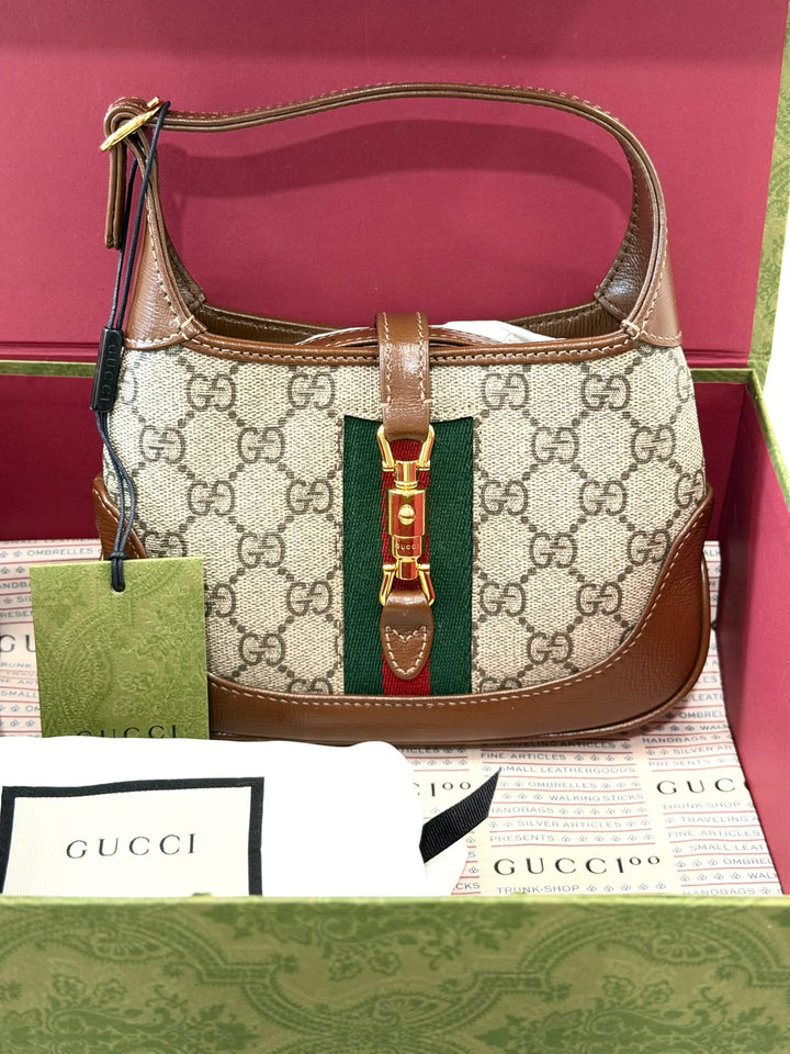 GUCCI GG SUPREME MONOGRAM WEB MINI JACKIE 1961 HOBO BAG