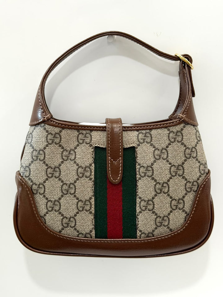 GUCCI GG SUPREME MONOGRAM WEB MINI JACKIE 1961 HOBO BAG
