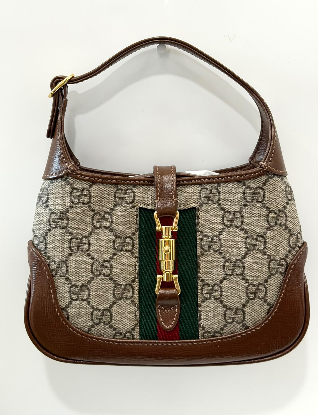 GUCCI GG SUPREME MONOGRAM WEB MINI JACKIE 1961 HOBO BAG